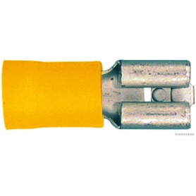 Cosse à sertir plate femelle JAUNE (x100) pré-isolée lar.6.3mm